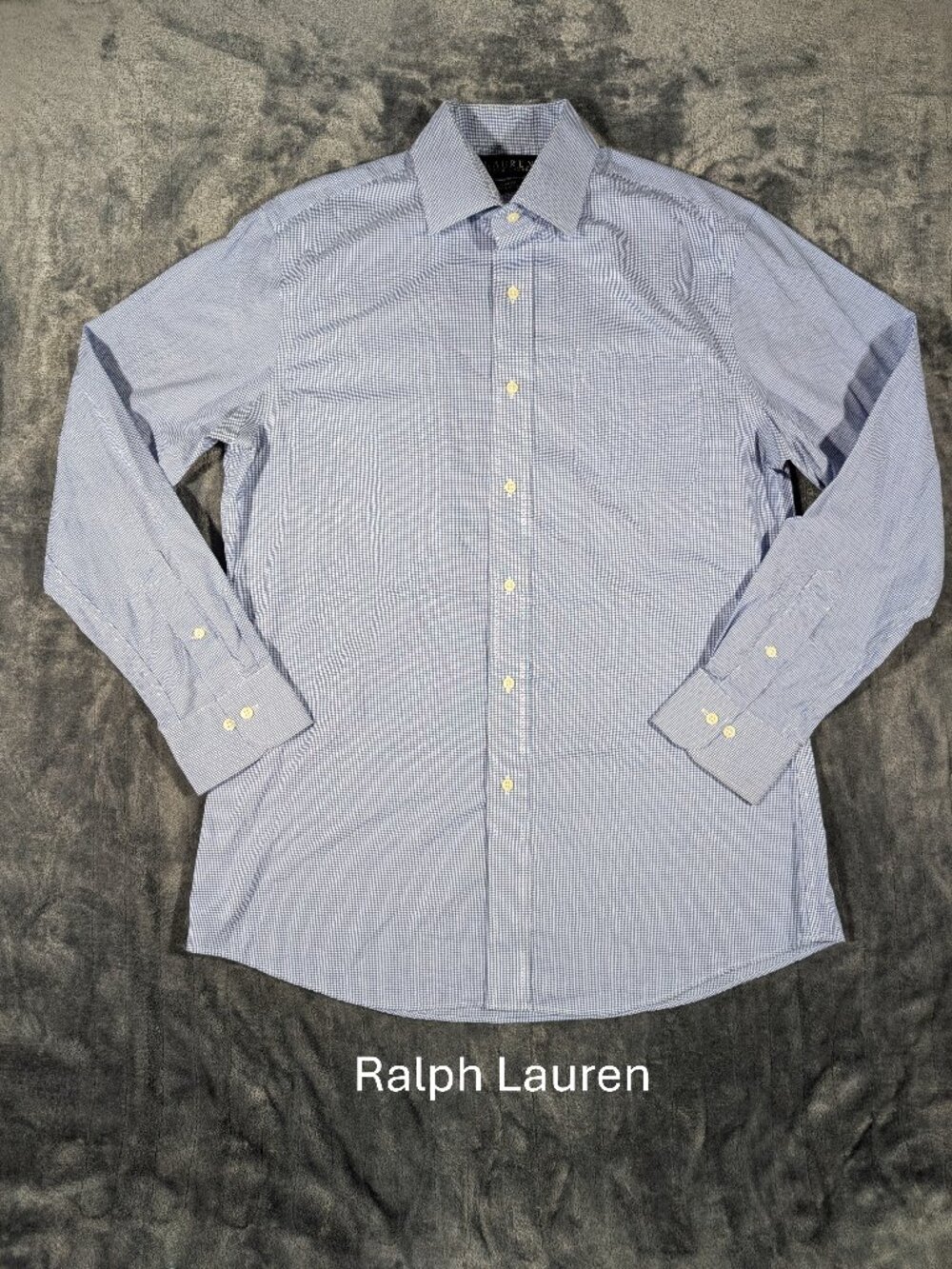 Lauren Ralph Lauren Men's Slim Fit Oxford Shirt Blue Check Plaid, Size 16 34/35